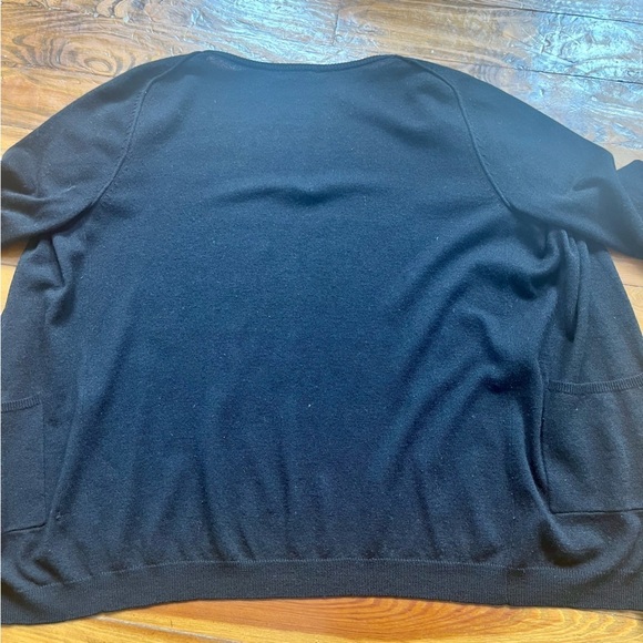 Maje Daminute Black Leather Patch Silk Blend Open Front Sweater Cardigan in M - Picture 5 of 13